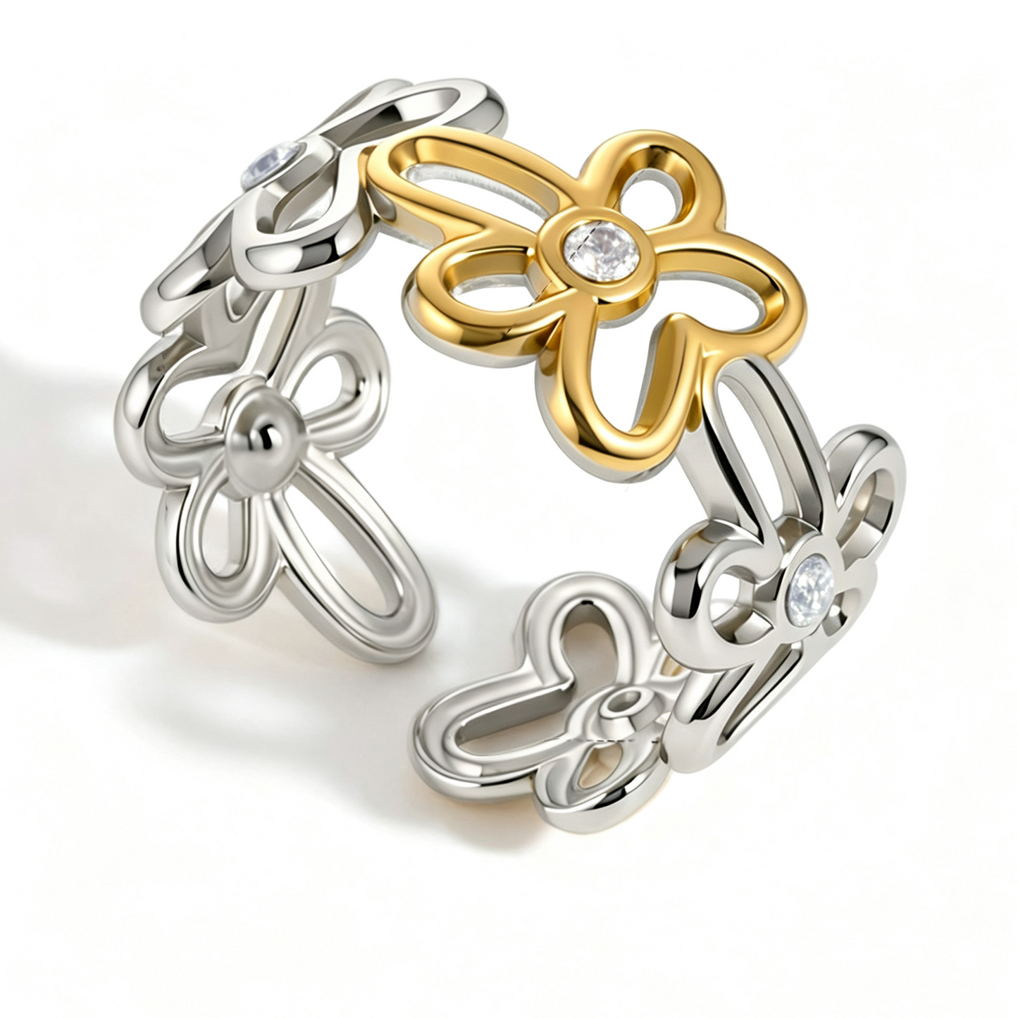 Daisy Flower Hollow Open Ring