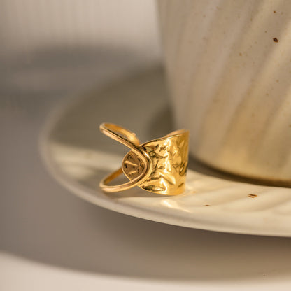 Hammered Wide X-Cuff Ring