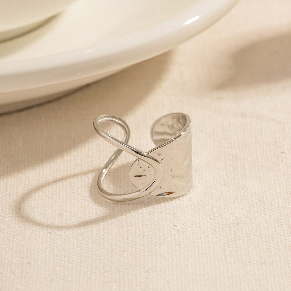 Hammered Wide X-Cuff Ring