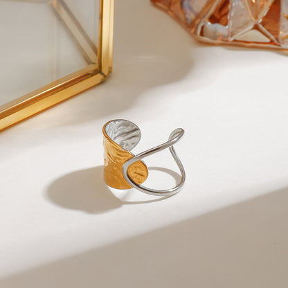Hammered Wide X-Cuff Ring
