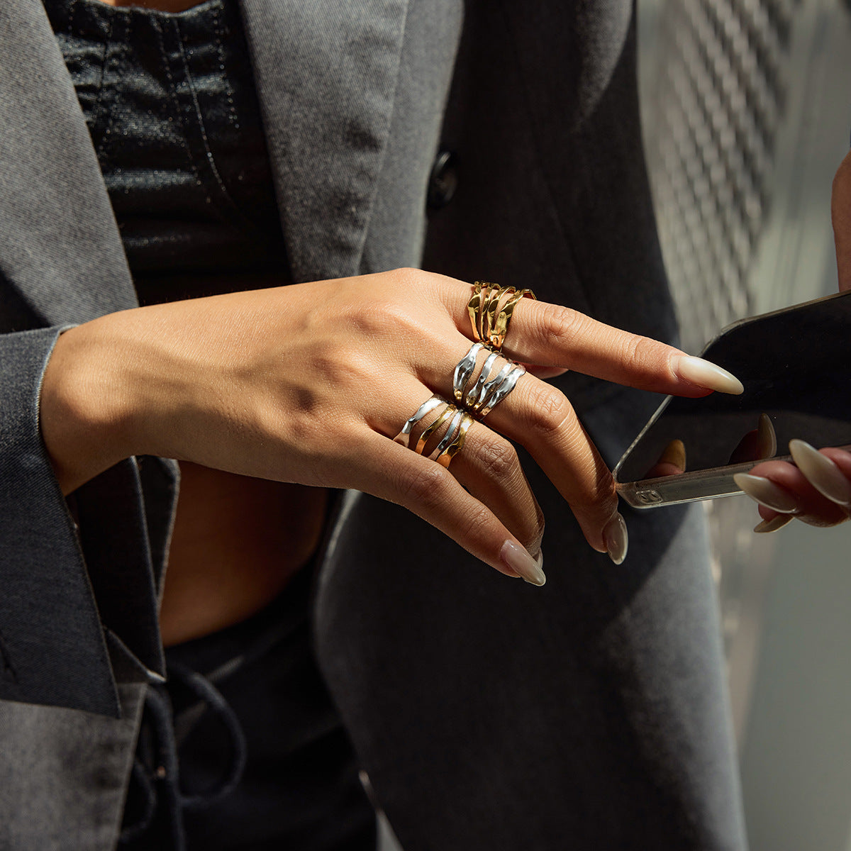 Fluid Texture Open Ring