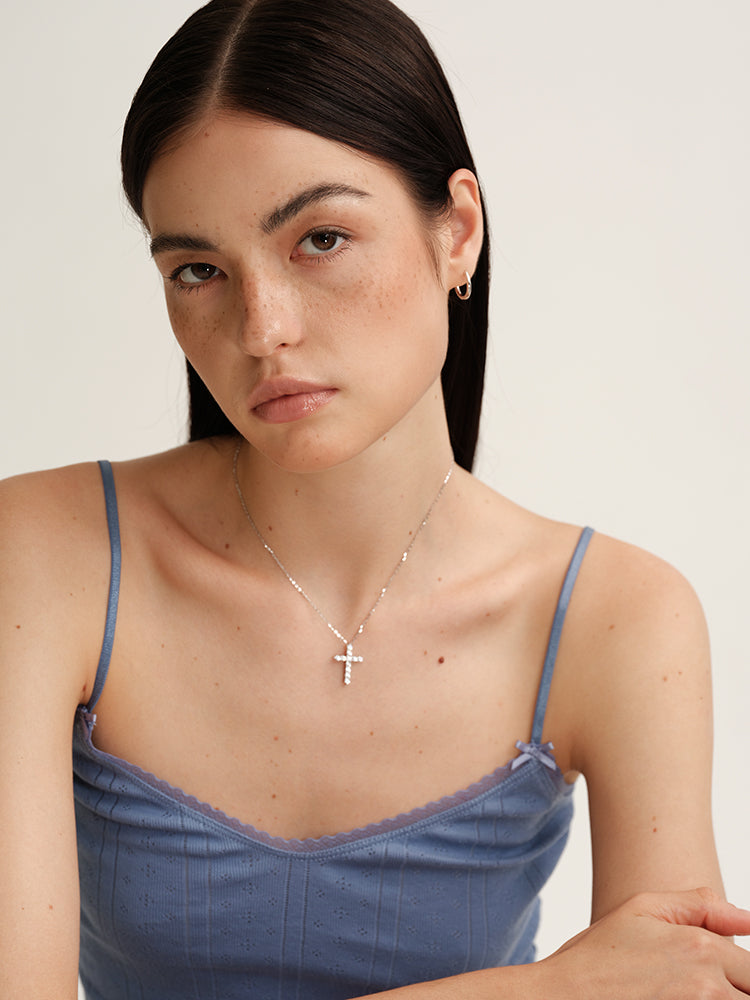 Floral Cross Pendant Necklace