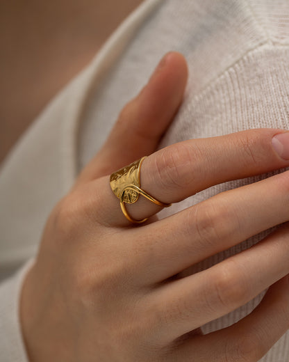Hammered Wide X-Cuff Ring