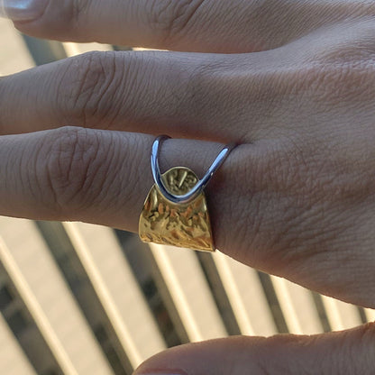 Hammered Wide X-Cuff Ring