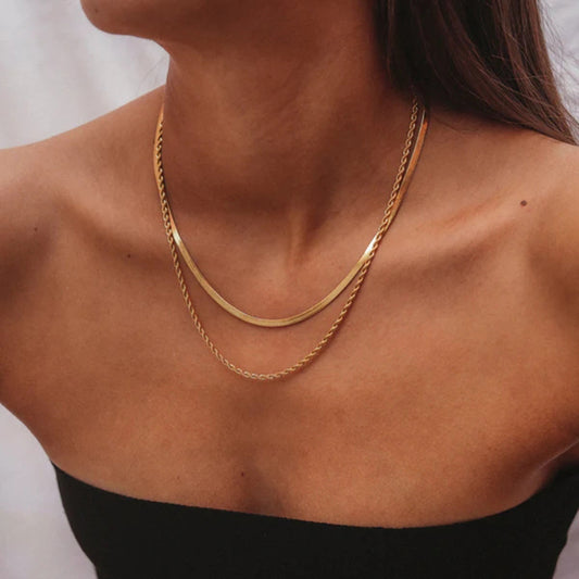 Minimalist Layered Herringbone Necklace