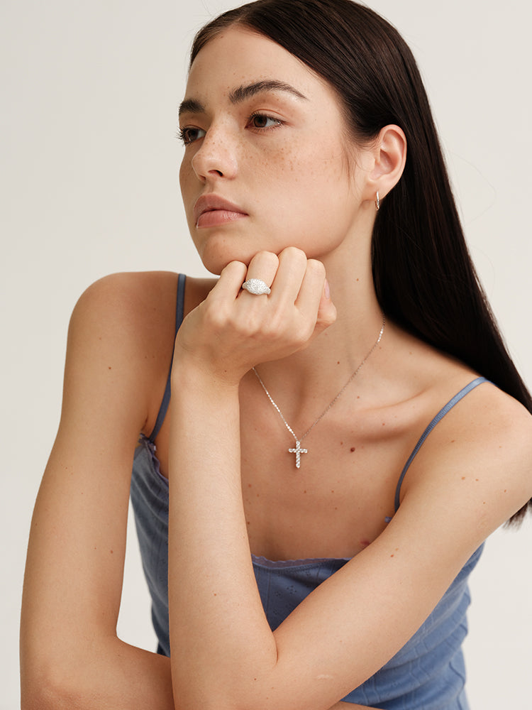 Floral Cross Pendant Necklace