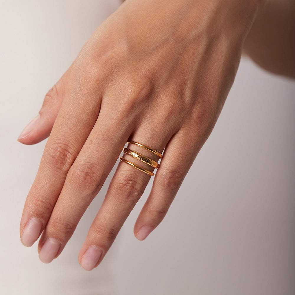 Hammered Triple Stack Open Ring