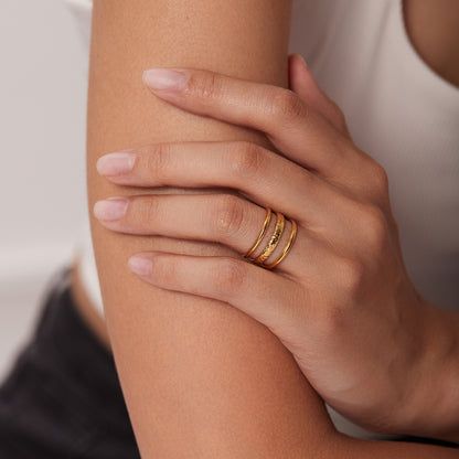 Hammered Triple Stack Open Ring