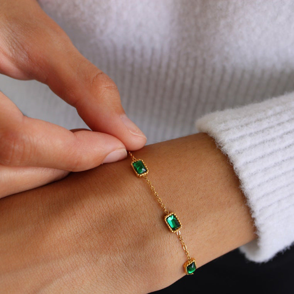 Emerald Gemstone Station Bracelet