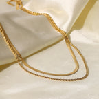 Minimalist Layered Herringbone Necklace