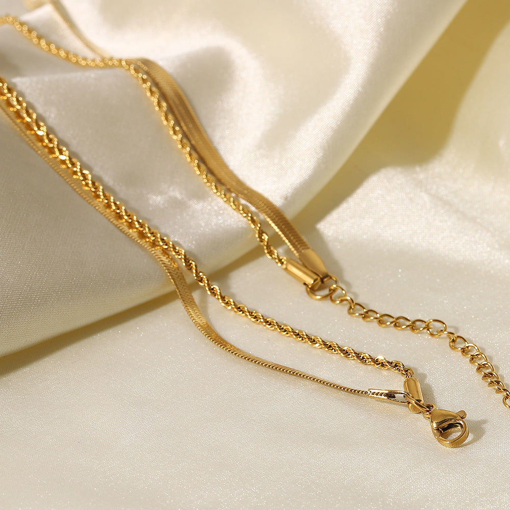 Minimalist Layered Herringbone Necklace