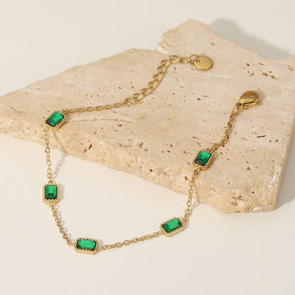 Emerald Gemstone Station Bracelet