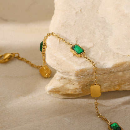 Emerald Gemstone Station Bracelet