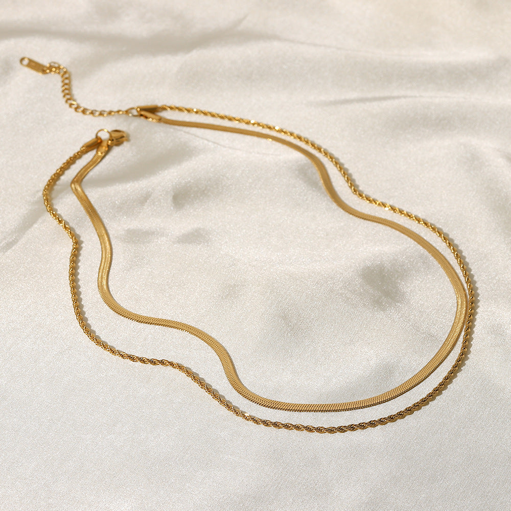 Minimalist Layered Herringbone Necklace