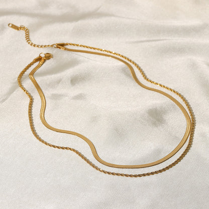 Minimalist Layered Herringbone Necklace