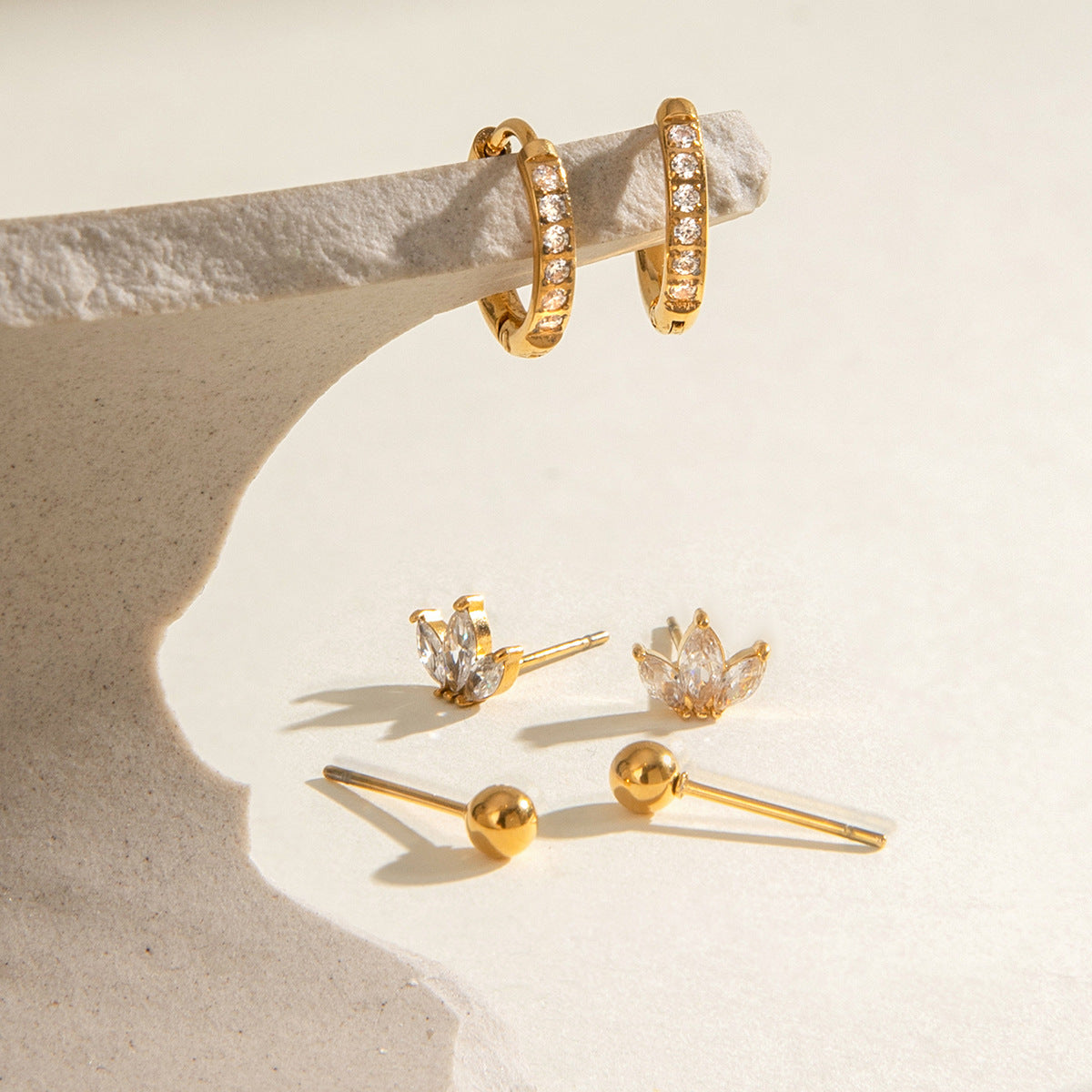 Pavé Hoop&Stud Earrings Bundle