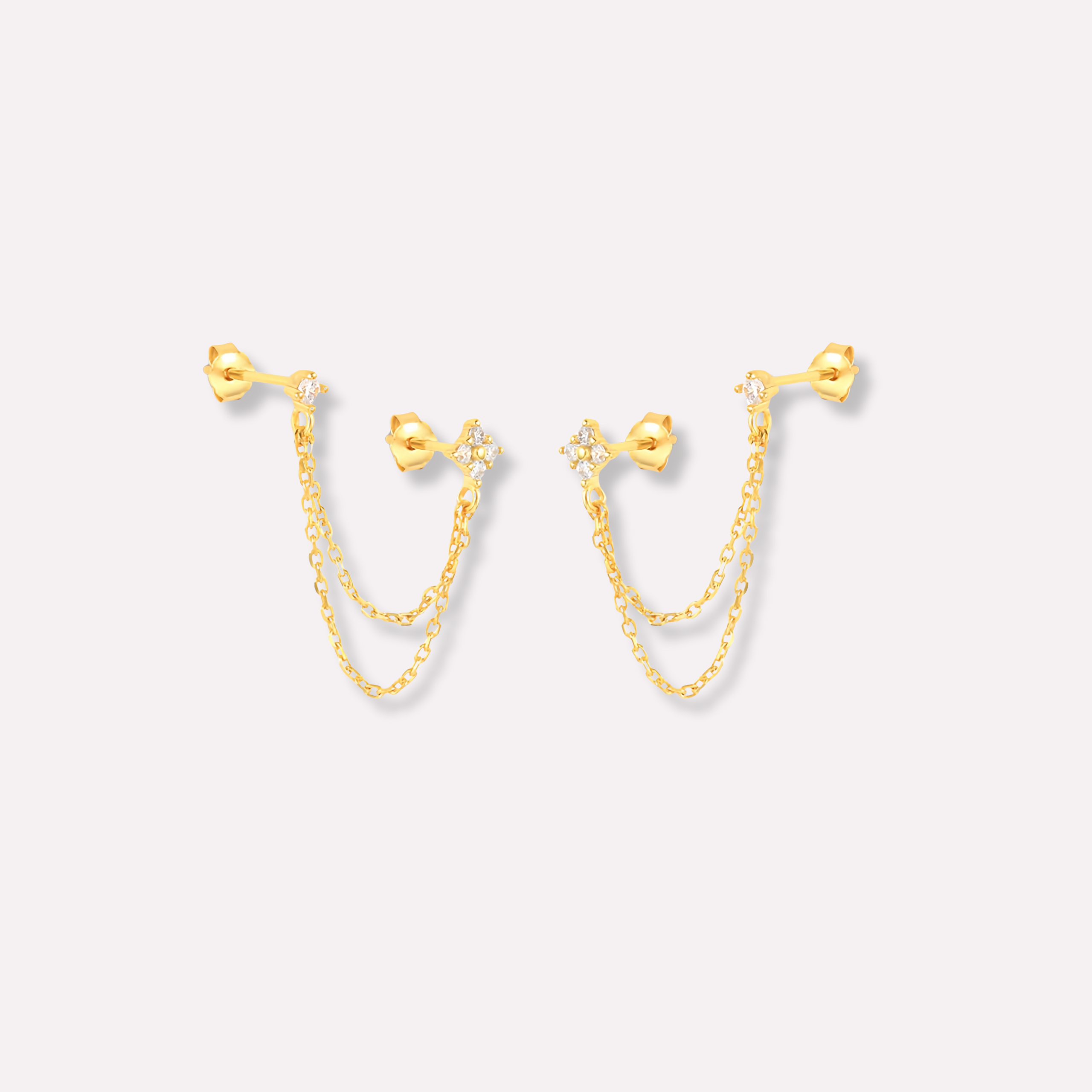 Whispering Chain Stud Earrings