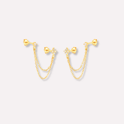 Whispering Chain Stud Earrings