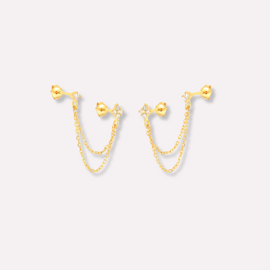Whispering Chain Stud Earrings