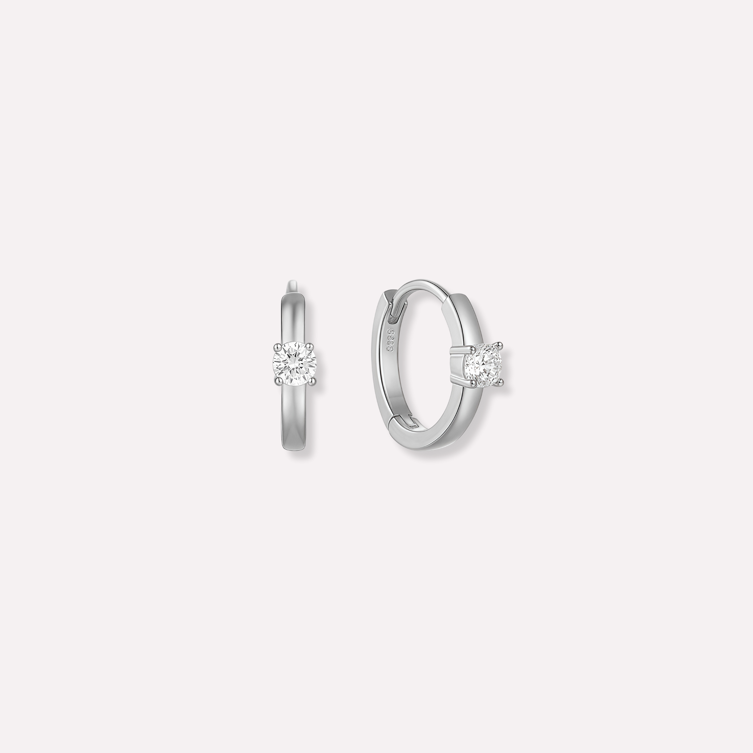 Solitaire Mini Huggie Hoops