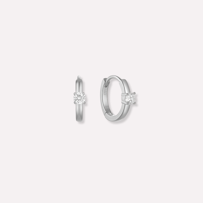 Solitaire Mini Huggie Hoops