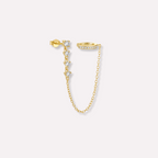 Chain&Pavé Cuff Stud Earring(Single)