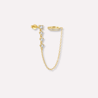 Chain&Pavé Cuff Stud Earring(Single)