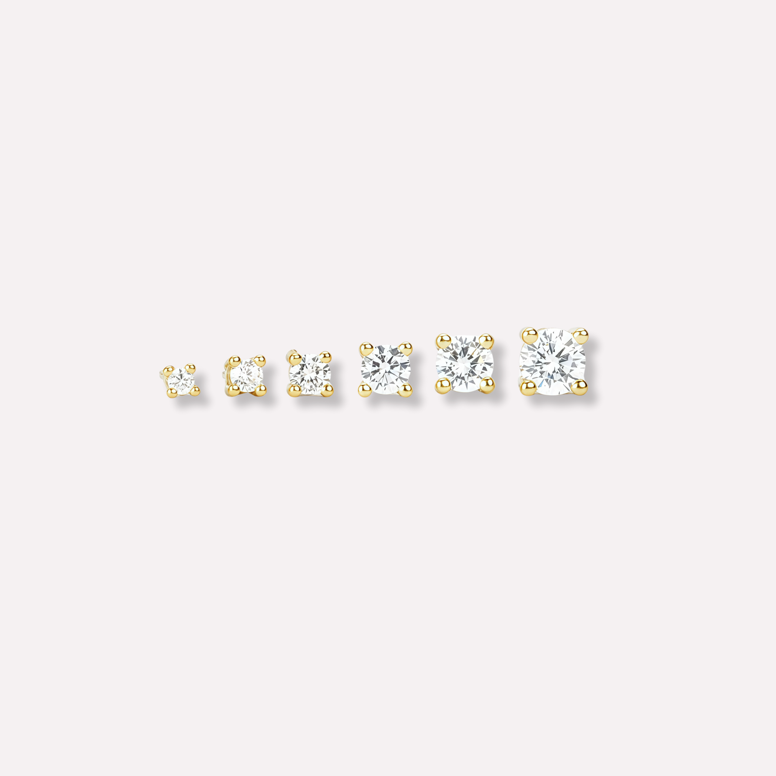 Solitaire Stud Earrings Bundle(6 in total)