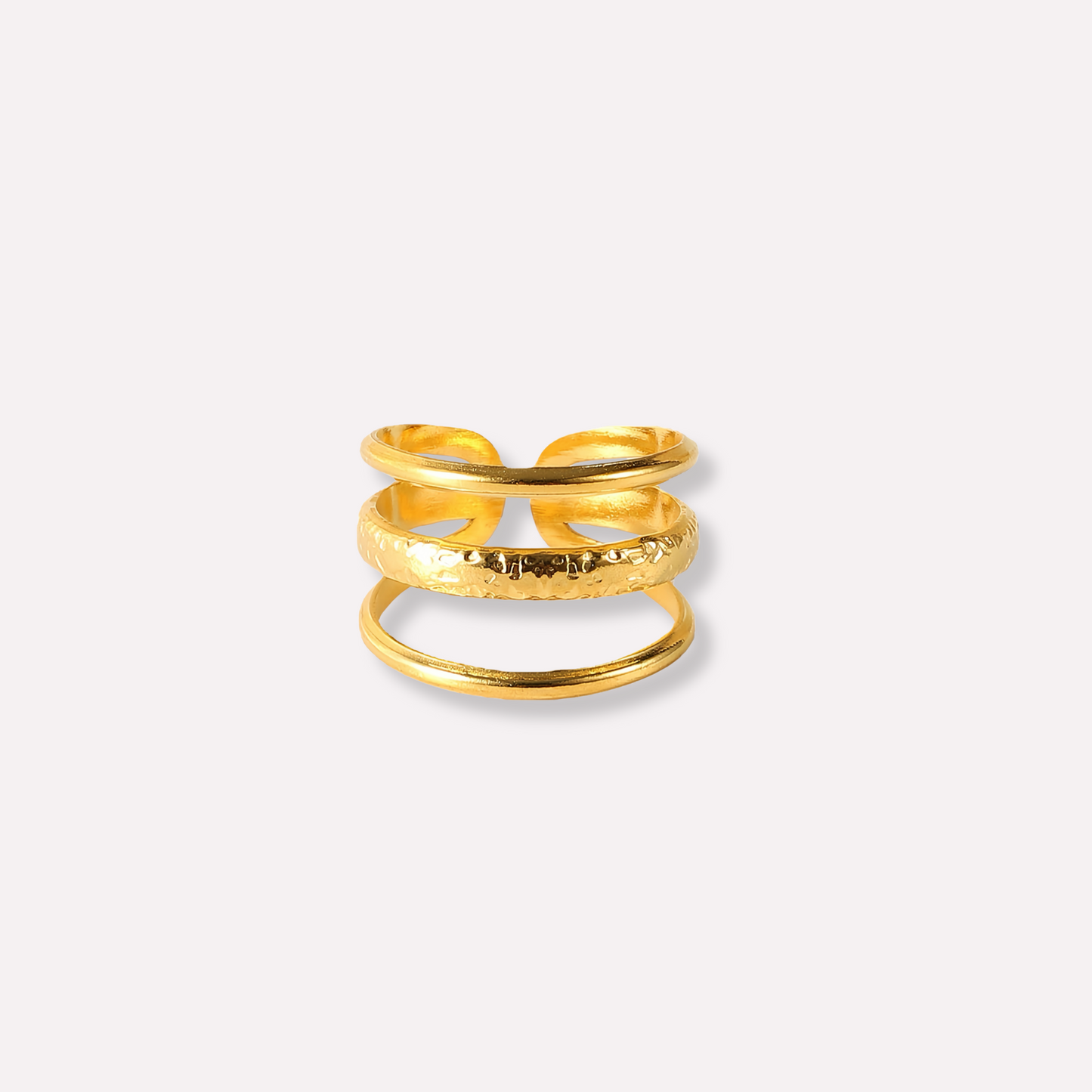 Hammered Triple Stack Open Ring