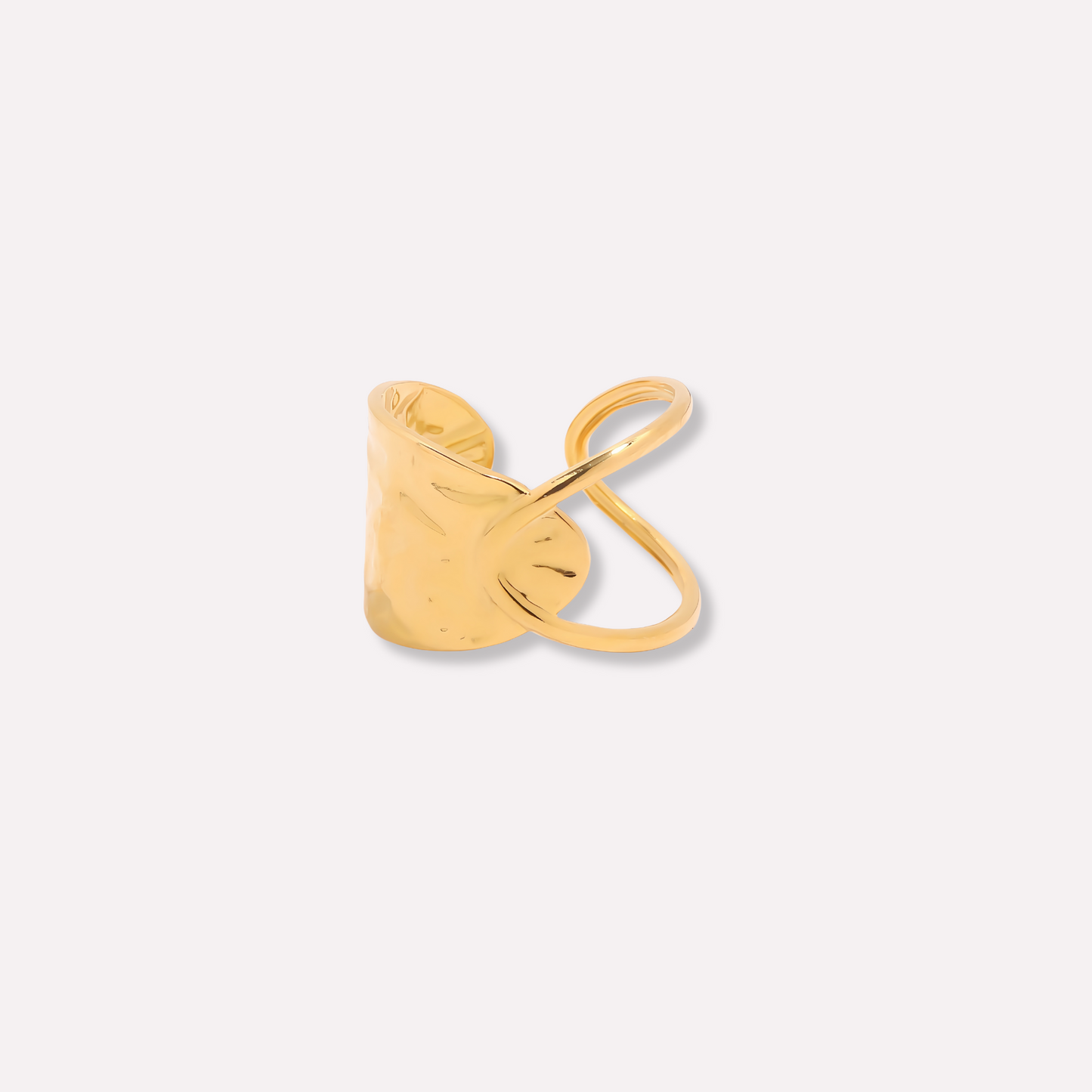 Hammered Wide X-Cuff Ring