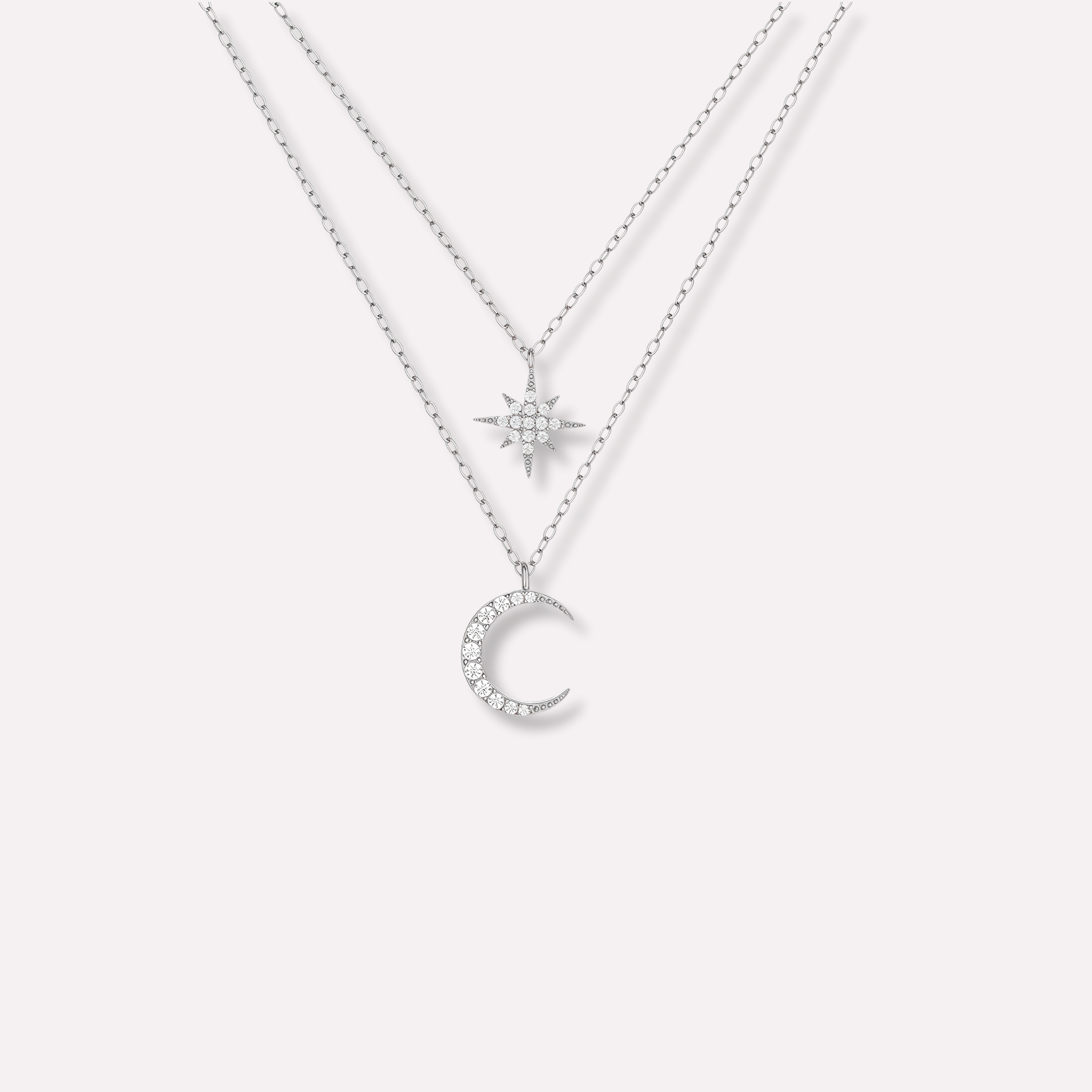 North Star & Moon Layered Necklace