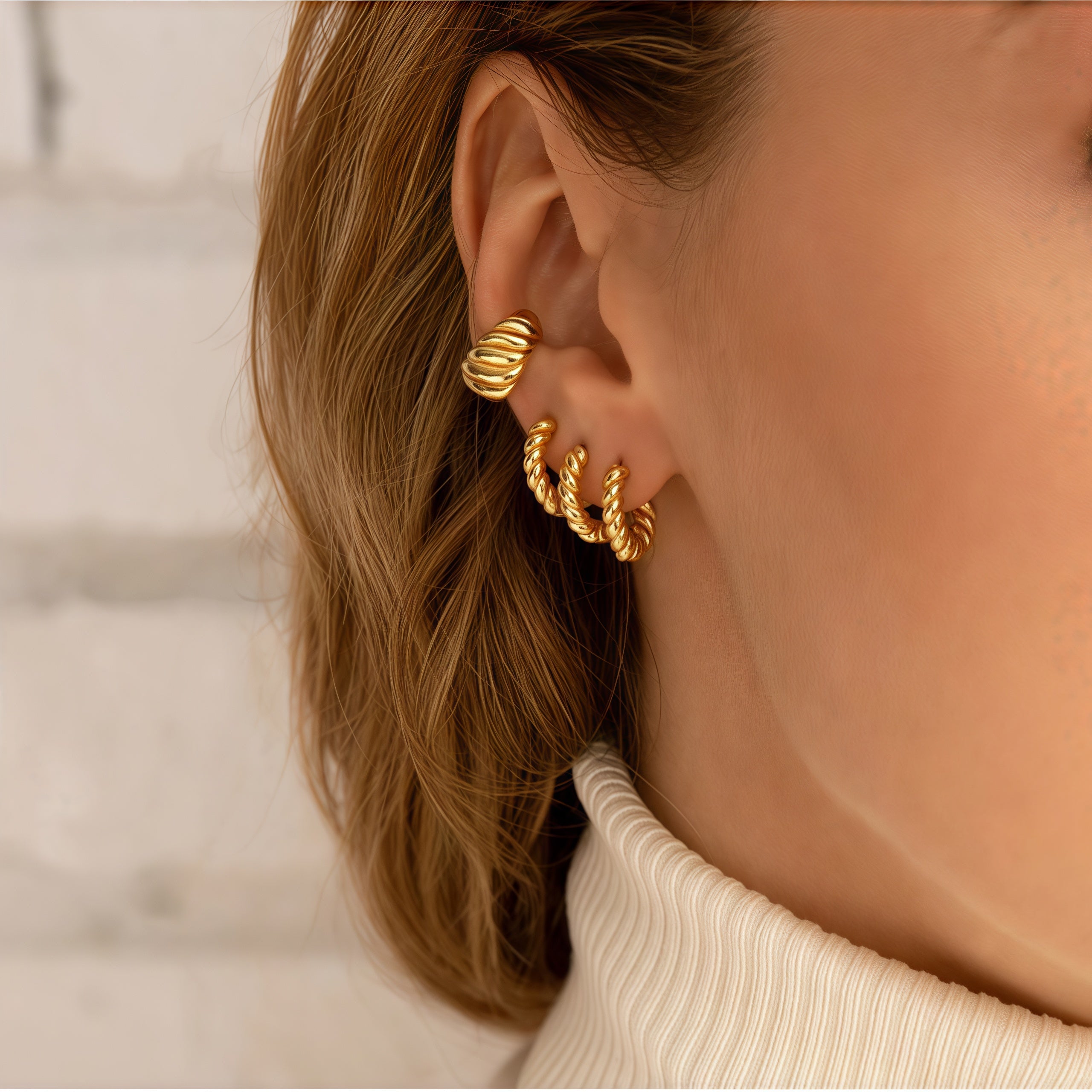 Twisted Huggie Hoops