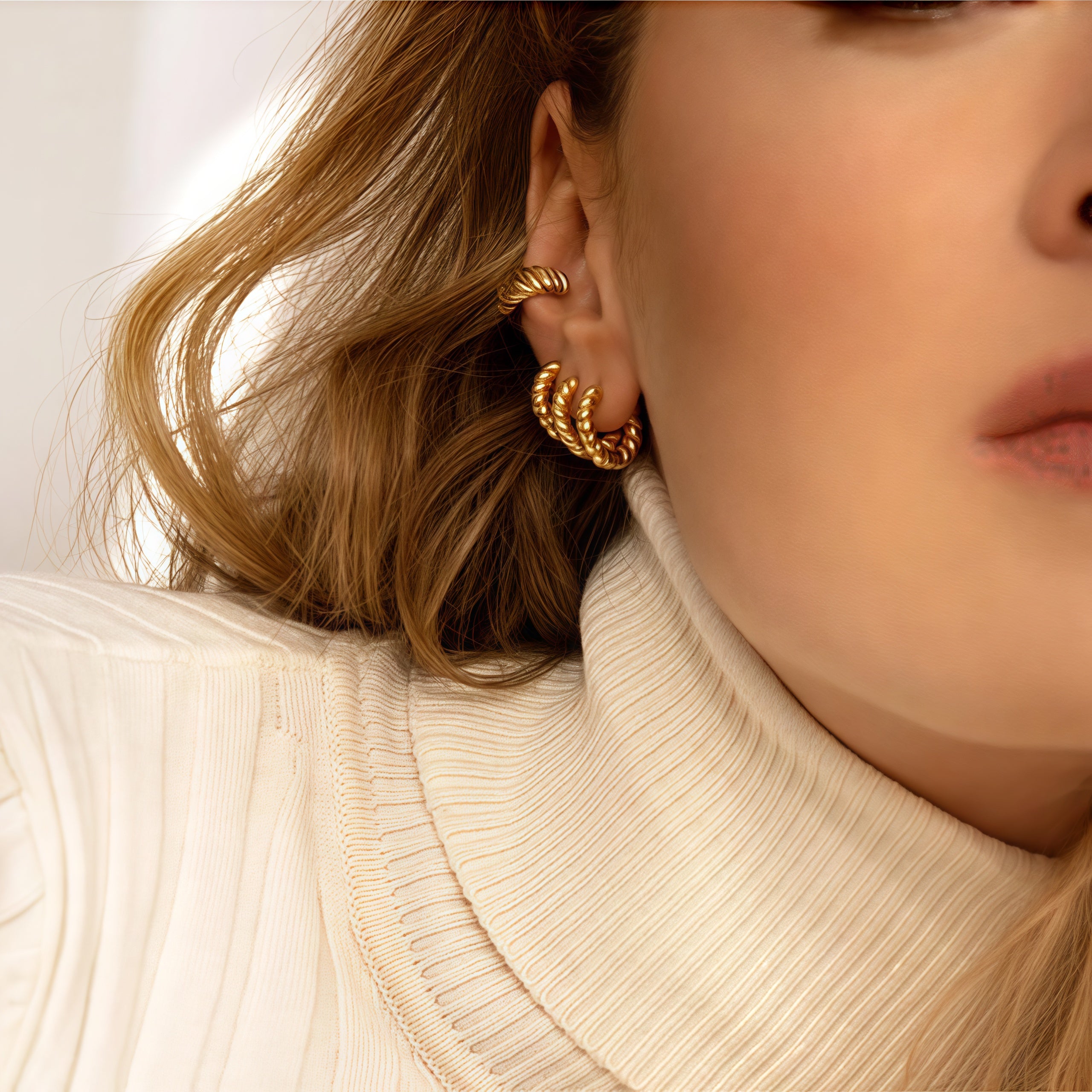 Twisted Huggie Hoops