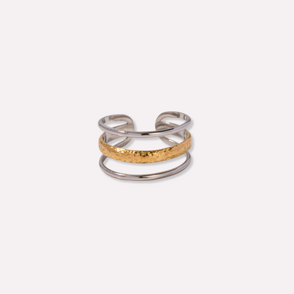 Hammered Triple Stack Open Ring
