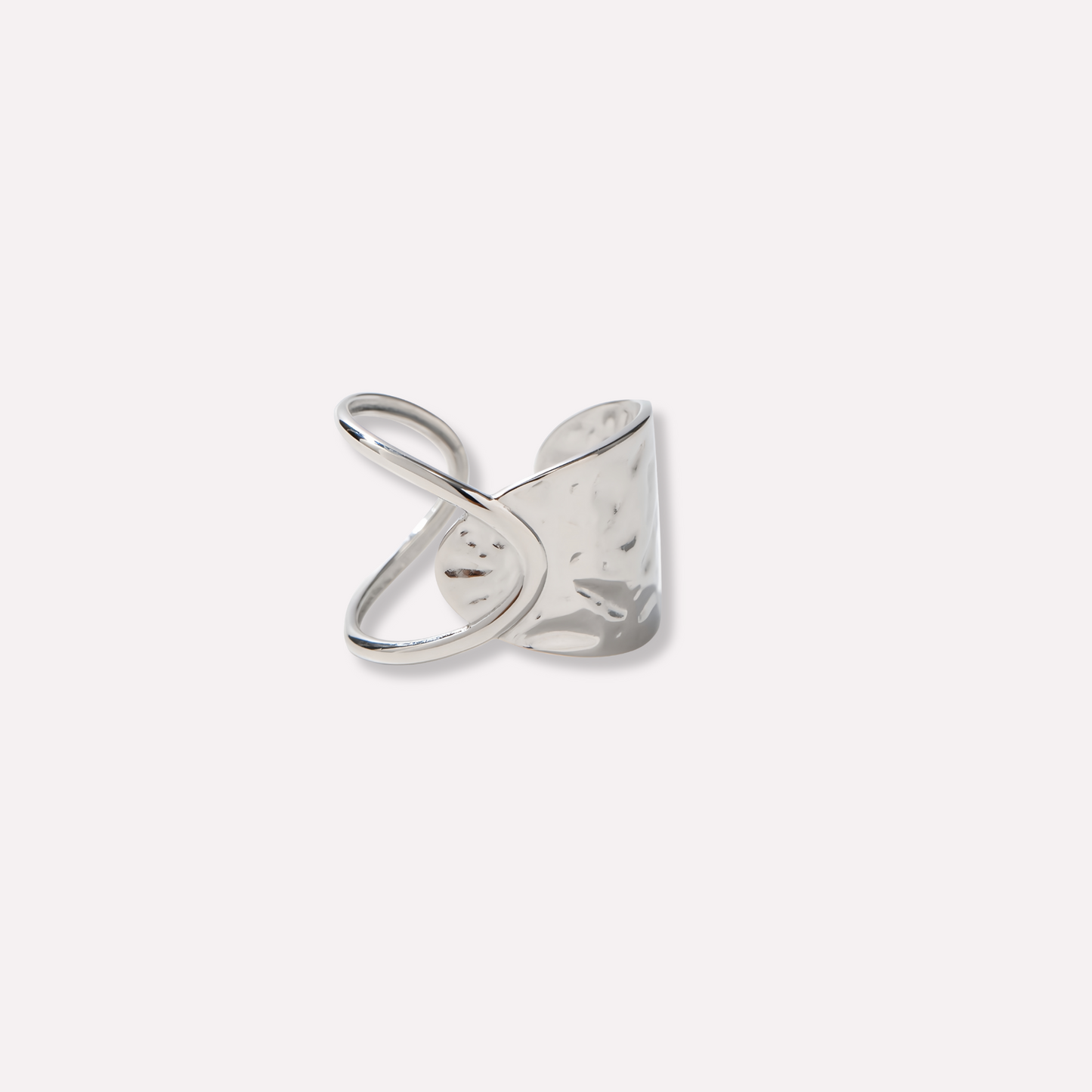 Hammered Wide X-Cuff Ring