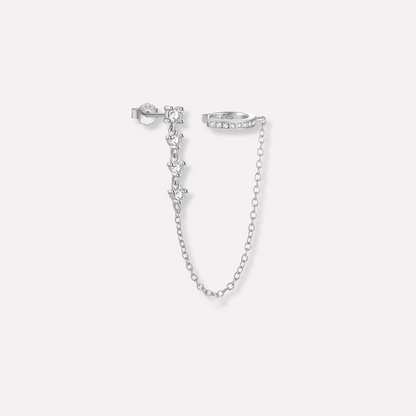 Chain&Pavé Cuff Stud Earring(Single)