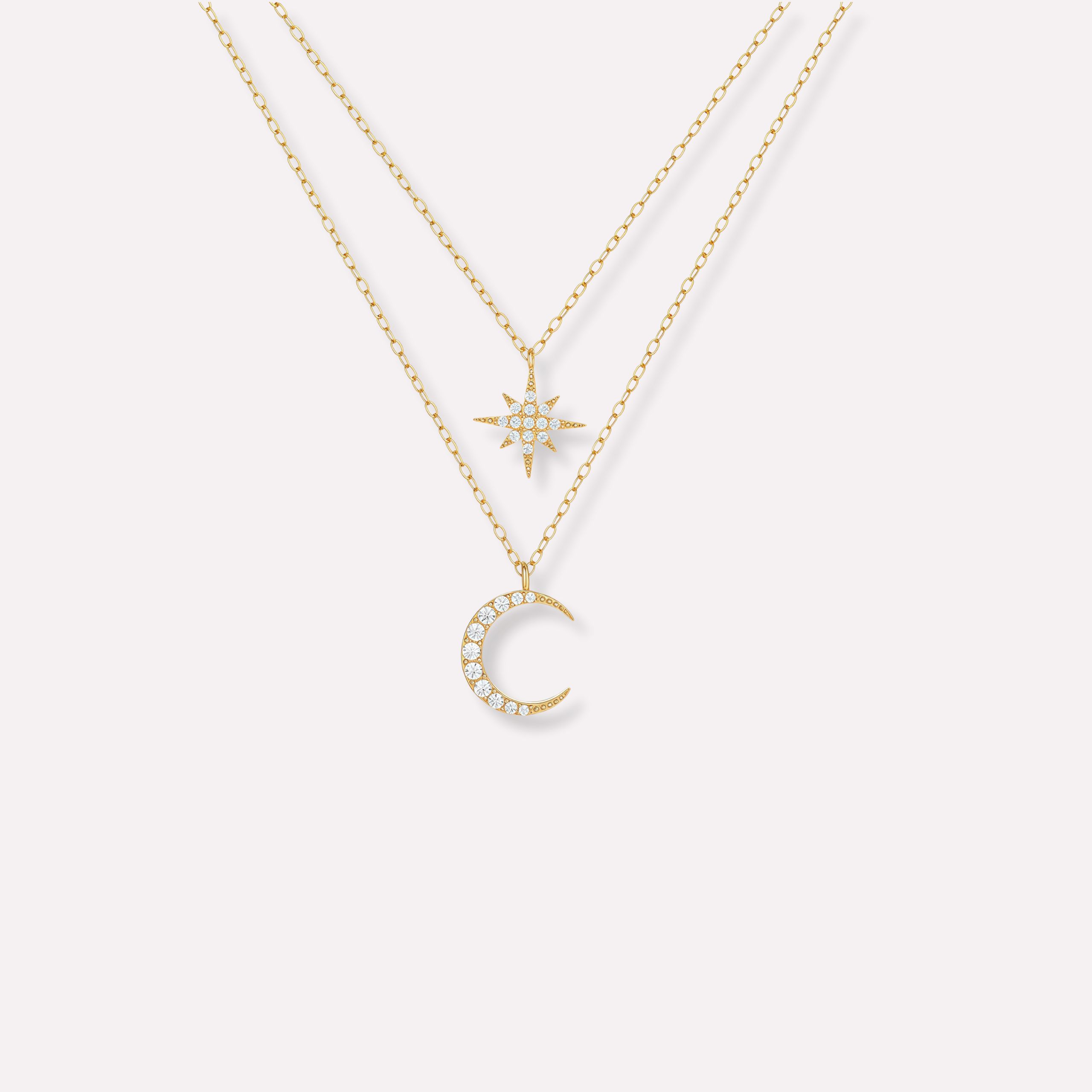 North Star & Moon Layered Necklace