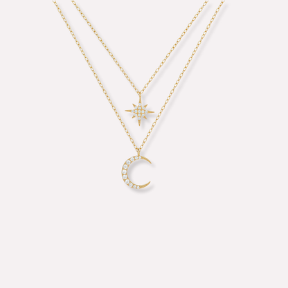 North Star & Moon Layered Necklace