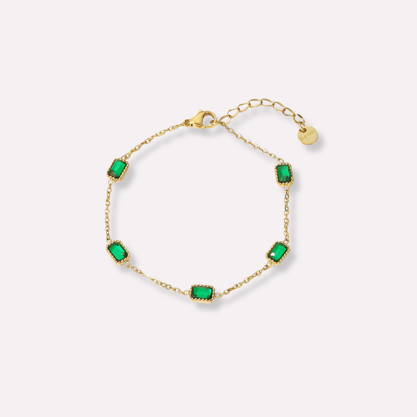 Emerald Gemstone Station Bracelet