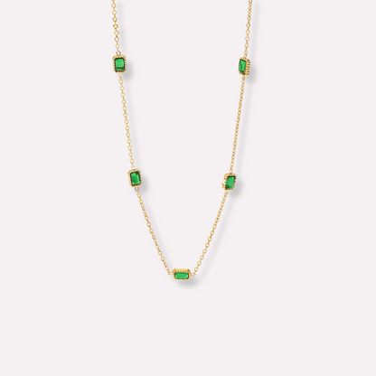Emerald Gemstone Station Necklace