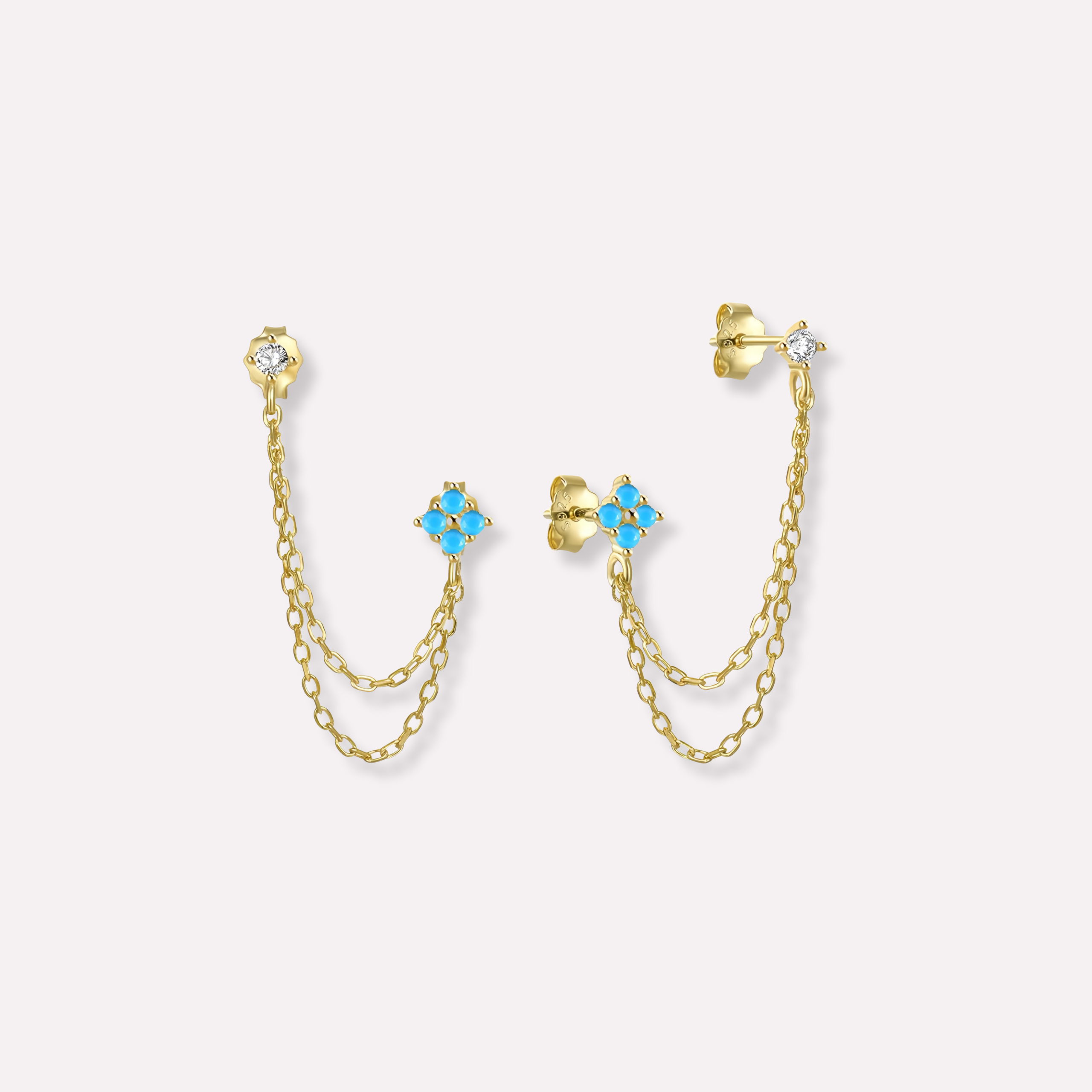 Whispering Chain Stud Earrings