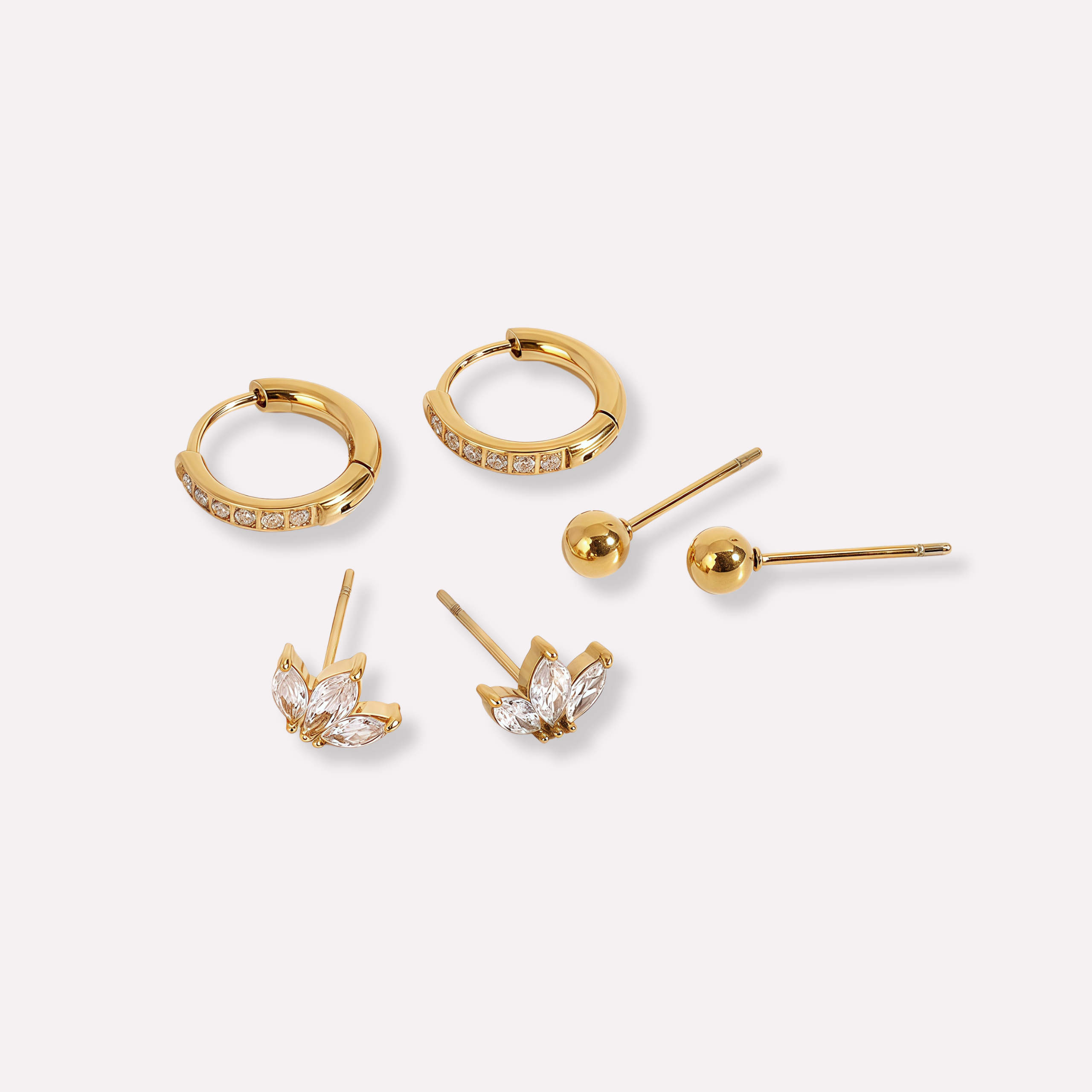Pavé Hoop&Stud Earrings Bundle
