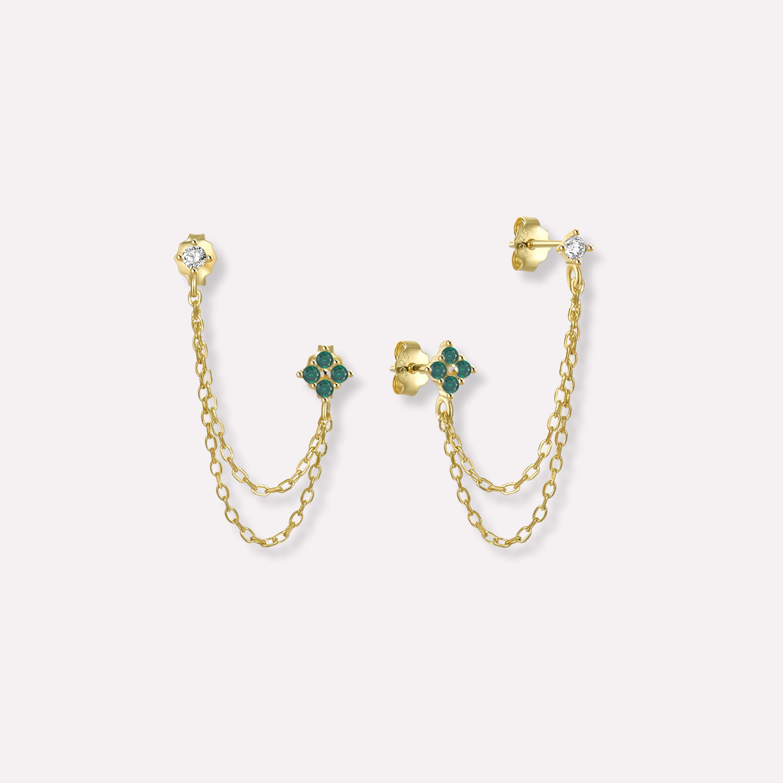 Whispering Chain Stud Earrings