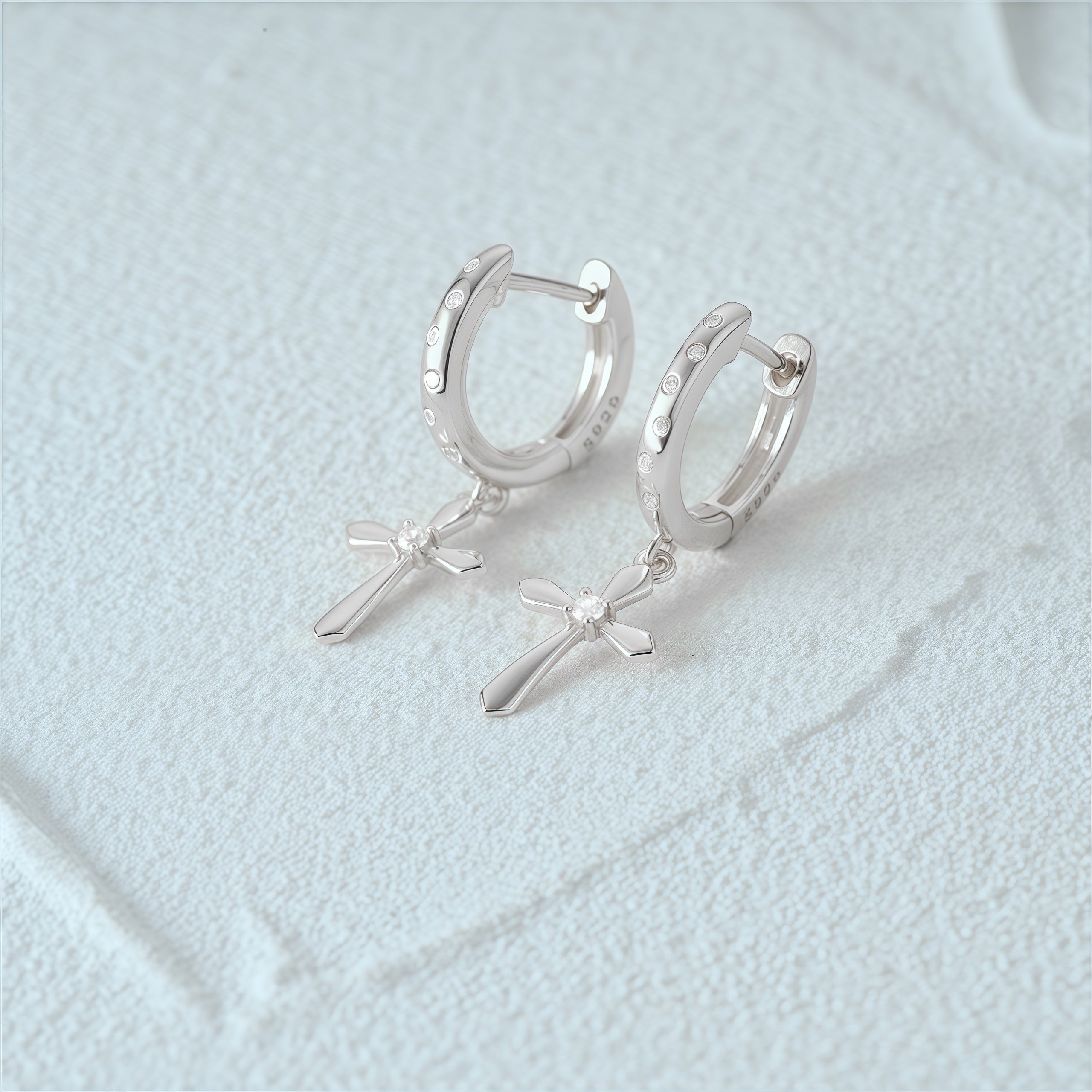 Cross Dangle Hoops