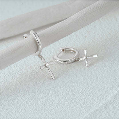 Cross Dangle Hoops