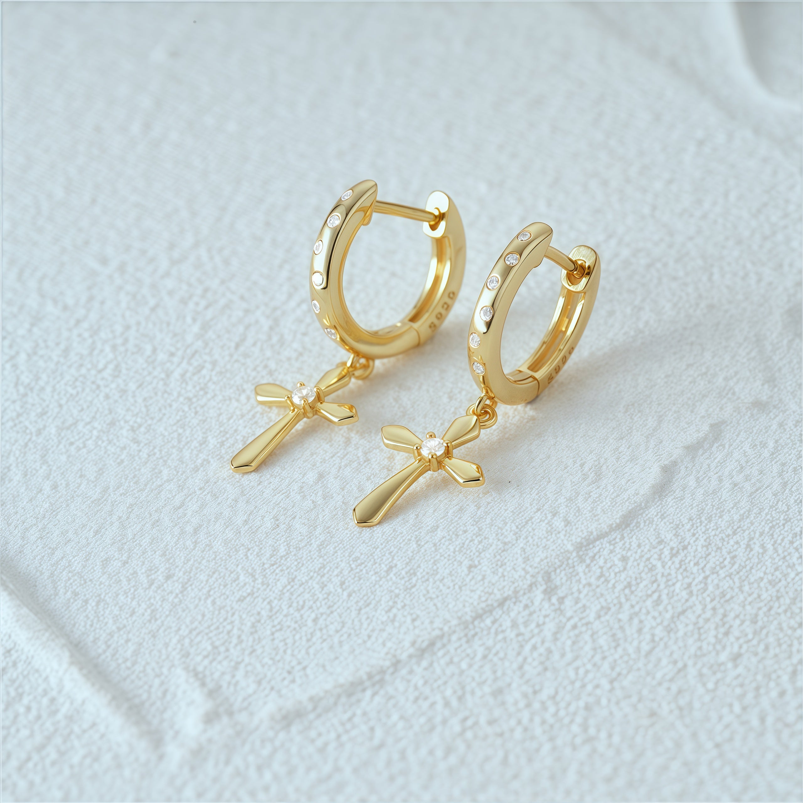 Cross Dangle Hoops