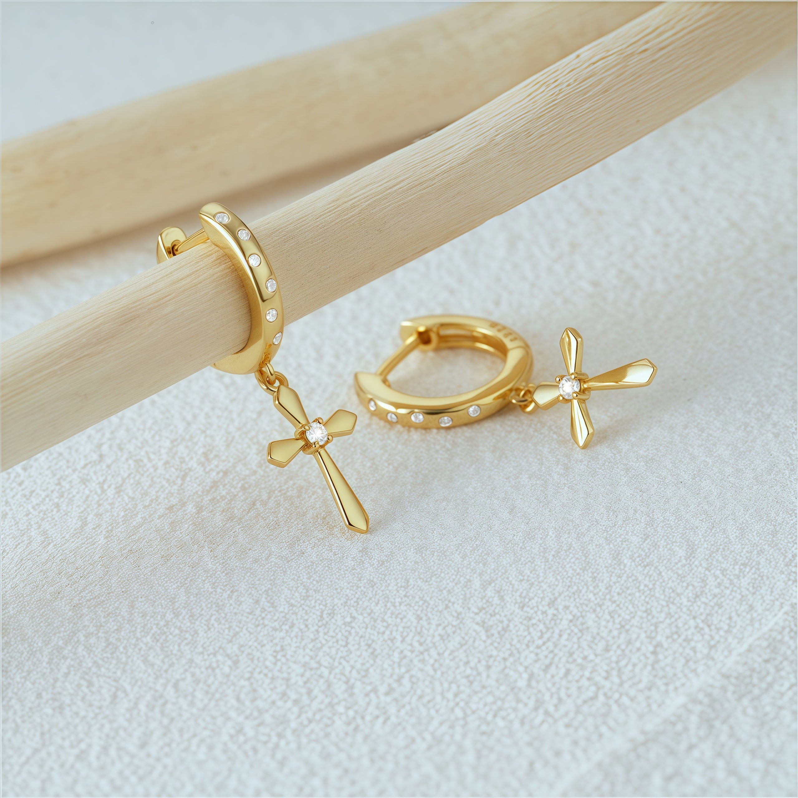 Cross Dangle Hoops