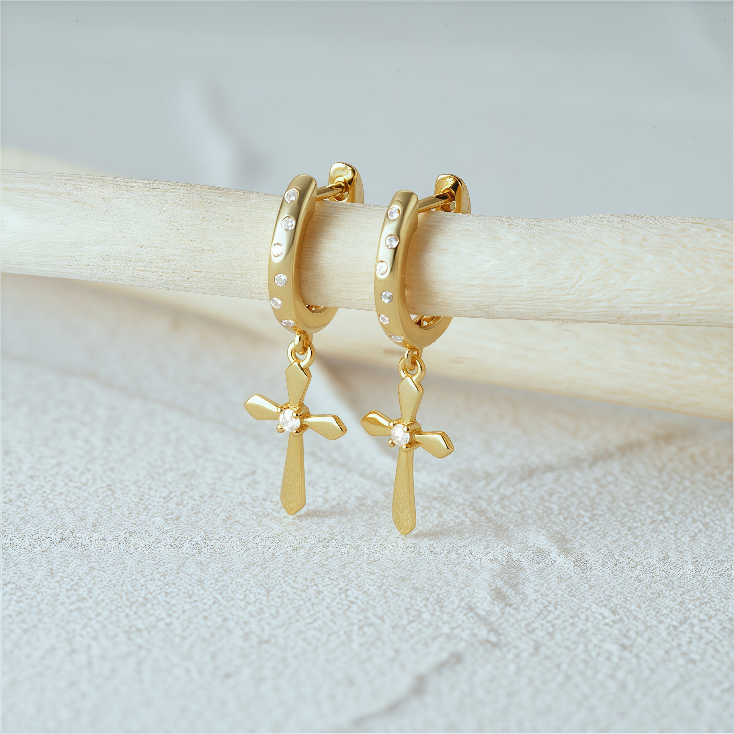 Cross Dangle Hoops