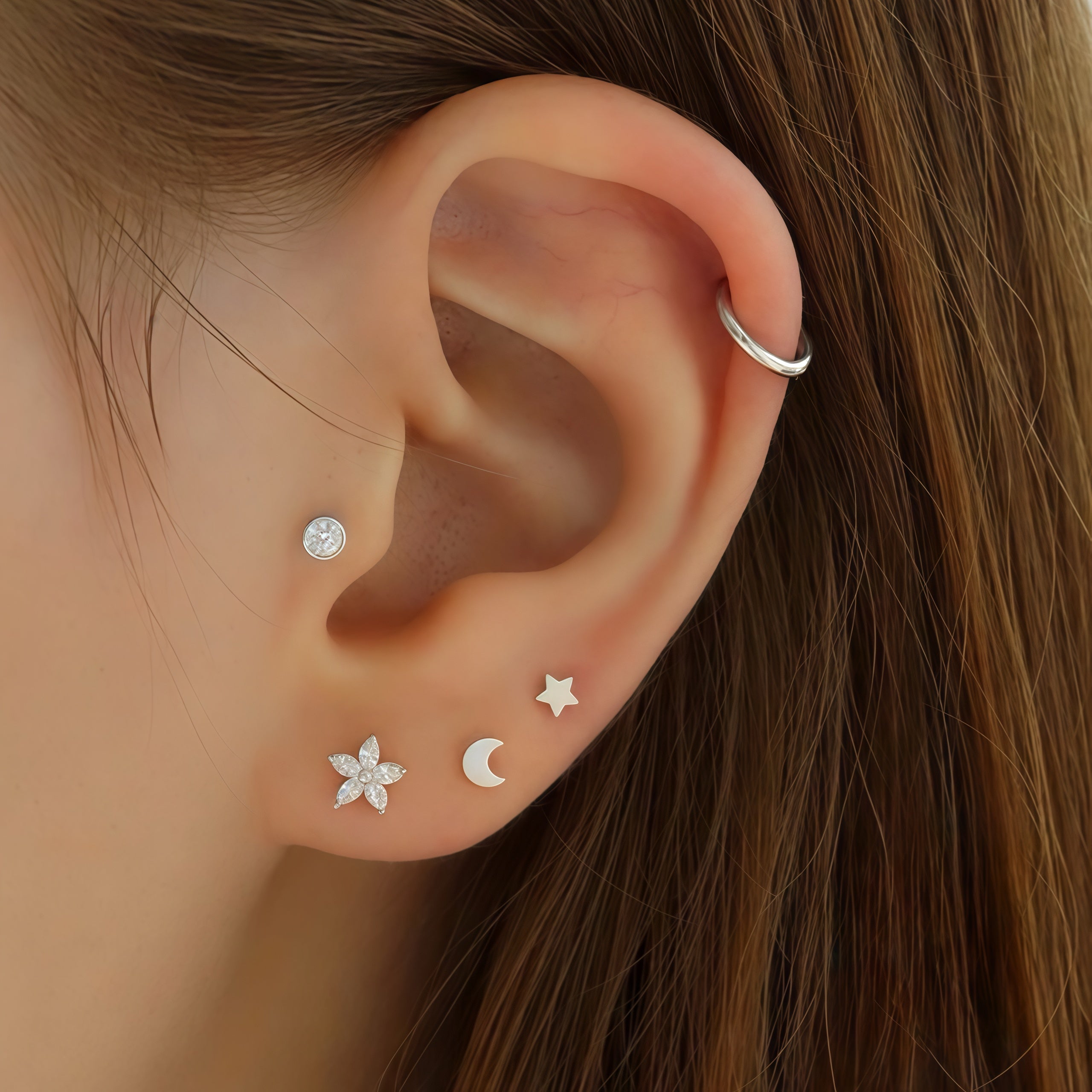 Solitaire Bezel Stud Earring(Single)