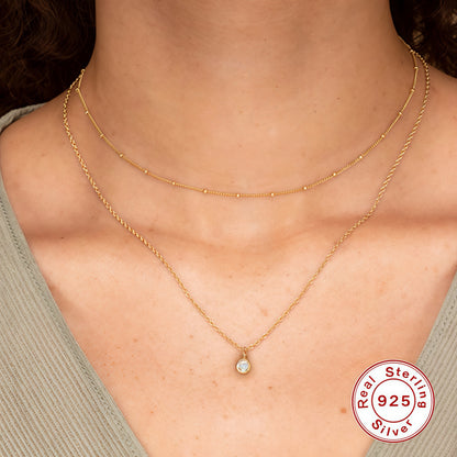 Delicate Solitaire Pendant Necklace